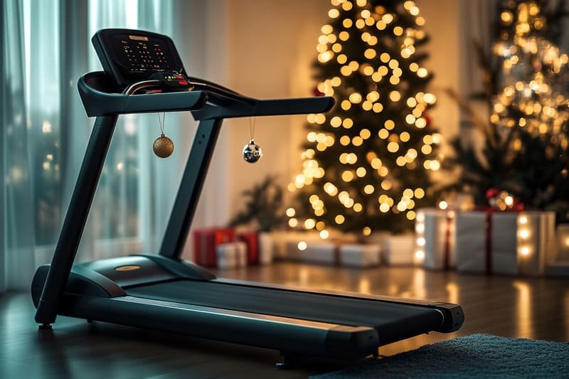 Bėgimo takelis prie Kalėdų eglutės per akciją.